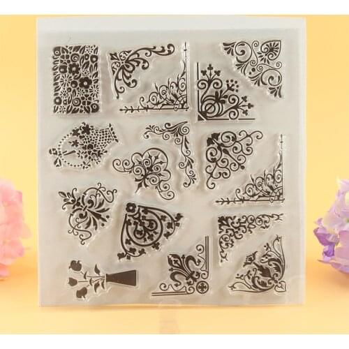 YLCS045 lace corners Silicone clear stamps for Scrapbooking DIY album cards decoration transparent stamp rubber stamp 15*18cm