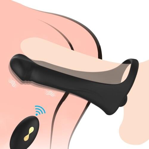 Remote Control Strap On Penis Vibrator Double Penetration Sex Toys For Couples Penis Vibrating Ring Penis Erection Vagina Plug