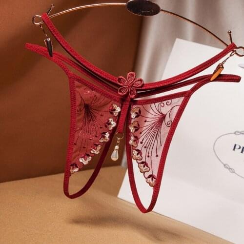 Sitonjwly Sexy Thong Lingeire Breathable Hollow Panties Open Crotch Pants Female Low Waist Thong Underwear G-string