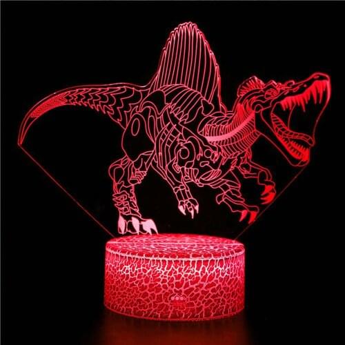 3D night light for animal ferocious dinosaur Tyrannosaurus rex fangs serrated 3D illusion stereo vision 16 colors adjustable
