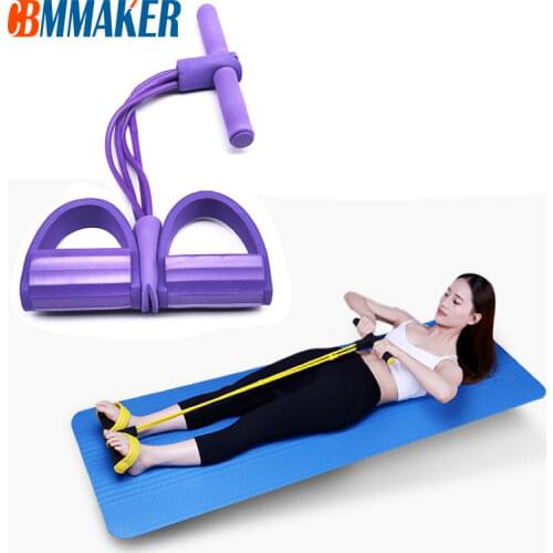 Tension Rope 4Tube Puller Pedal Ankle Abdominal Exerciser Fitness Elastic Sit Up Pull Rope Sport Training Gym Equipment for Home