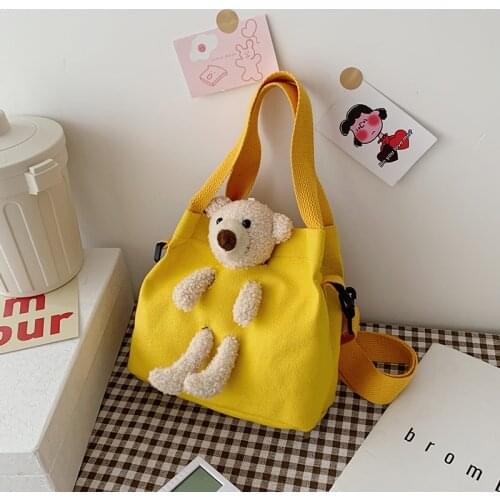 VeryMe Simple Cute Bear Canvas Bags Female Shoulder Crossbody Pack Daily Shopping Travel Casual Girl Handbags сумки женские 2021