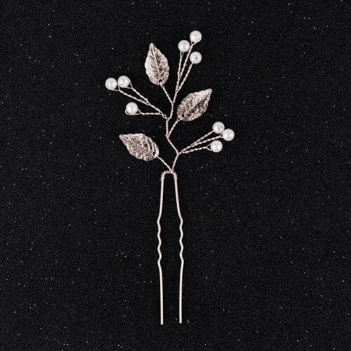 Baroque vintage pearl leaf bridal Hair Sticks handmade tiara headband pearl diadem crown wedding hair accessories