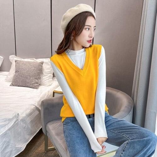 Woman Jacket Vest Autumn Knitted Womens Winter Loose V-neck Sleeveless Top Women Chaleco Mujer