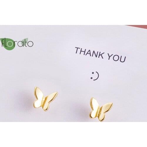 925 Sterling Silver Butterfly Stud Earrings Cute Animal Earrings Simple Female Lady Miss Korean Jewelry Gifts