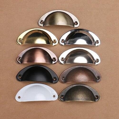 10pcs Retro Metal Kitchen Drawer Cabinet Door Handle Furniture Knobs Hardware Cupboard Antique Iron Shell Pull Handles