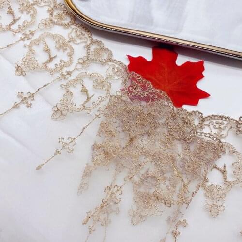 5Yards/ Lot 17cm Wide Gold Line Lace Fabric Decoration Garment Accessories Trim