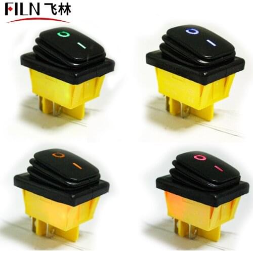 30A/250V 16A/250V heavy duty 4 pin t85 sealed waterproof ON OFF rocker switch with led 12V 24V 110V 220V 380V Black Painting