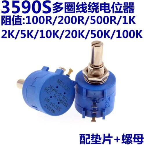Precision coil winding potentiometer 3590s-2-103l, 502l, 104l 1k 5k 10k 100k calibration knob