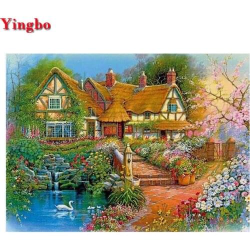 Diamond Painting European house villa Diamond Embroidery landscape DIY 5D Daimond mosaic Crystal Painting Wall Decor art