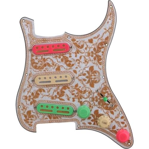 Bauhinia Pattern 11 Holes SSS 3 Ply Pickguard Set for Electric Guitar