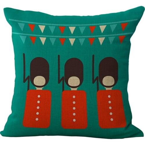London Style Decorative Throw Pillow Case British Soldier London Bus Cute Cartoon Cushion Cover For Sofa Home Funda Cojines