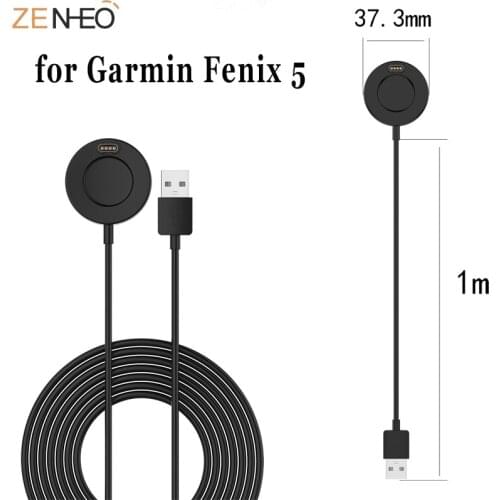 1M fast Charger Charging Dock Base Charging Sync Data Cable for Garmin Fenix 5 /5X Plus Approach S60 Smart Watch Black