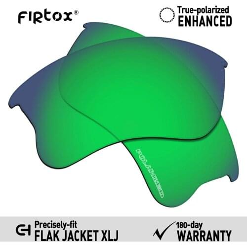 Firtox Anti-Seawater Polarized Lenses Replacement for-Oakley Flak Jacket XLJ Sunglasses (Lens Only) - Green Mirror
