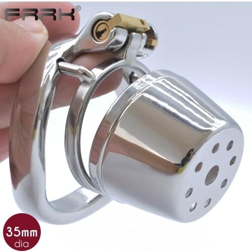 FRRK Chastity Cage Metal BDSM Prison Bird Bondage Belt Device Enclosed Fetish Penis Rings Scrotum Restraint Sex Toys for Male