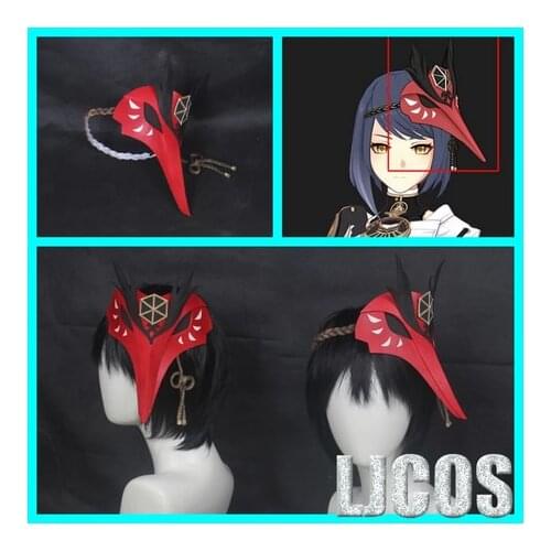 Game Genshin Impact Kujo Sara Face Mask Cosplay Costume Take Photo Props Men Women Mask Armor Handwork Anime Hair Accessories