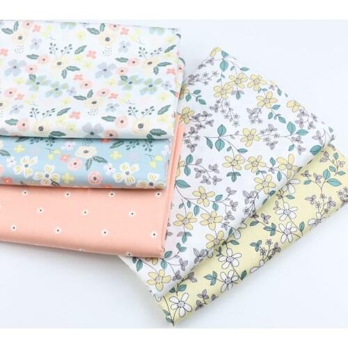 Flower Printed Cotton Twill Fabric Patchwork Handmade DIY Sewing Breathable Fabric Baby & Child Wear Cotton Fabric