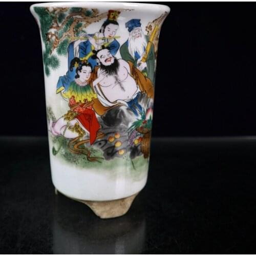 Chinese famille rose Ceramics Pastel Porcelain Eight Immortals Flowerpot Chinaware