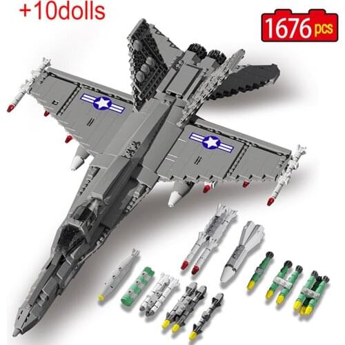 1676Pcs Military Fighter Aircraft Building Block Creator City Police WW2 AirPlane Weapon Figures Bricks Toys For Boys Gift