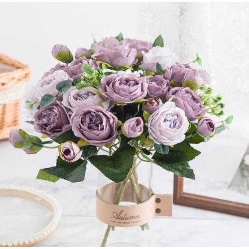 Artificial flowers for decoration Rose peony silk small bouquet flores party spring wedding decoration Living Room fake flower