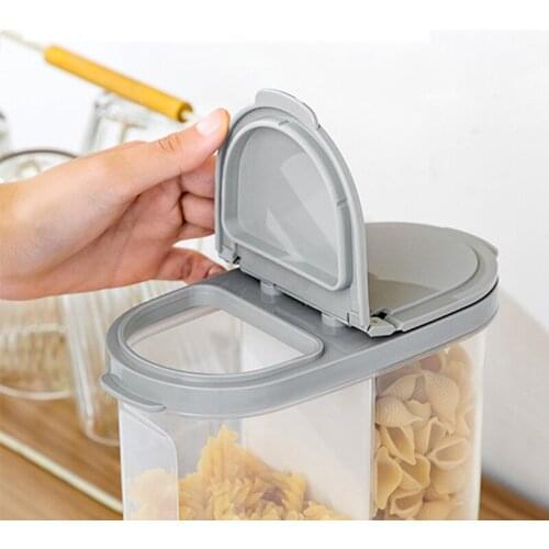 Kitchen Supplies Microwave Plastic Food Preservation Box Rectangular Transparent Double Grid Grain Sealed Jar