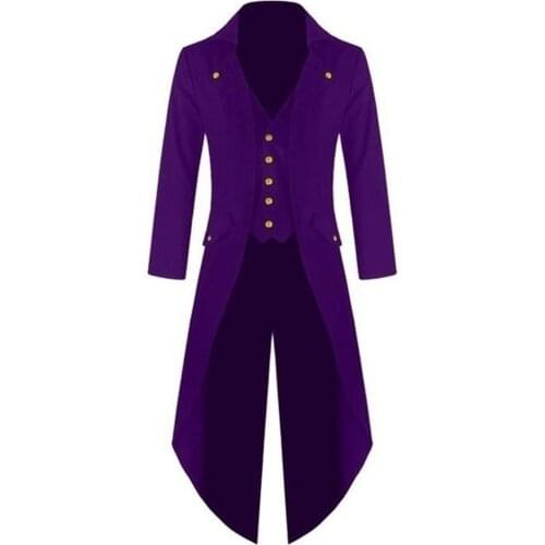 Men Coats Solid Color Retro Gothic Button Tailcoat Party Halloween Costume Men Clothing мужская одежда 2021