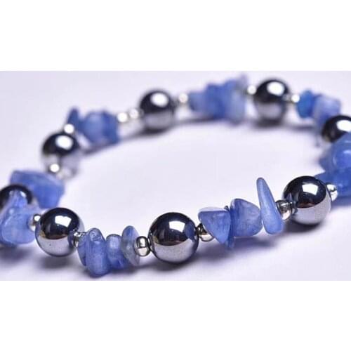 Natural Terahertz Bracelet For Women Men Kyanite gravel Crystal Healing Luck Gift Stretch Round Beads Energy Gemstone Strands