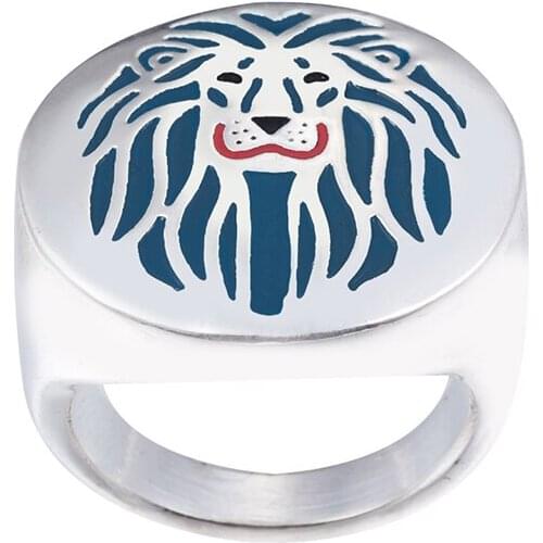 Wholesale Lion Ring with color selection enamel gift for wildlife Jewelry - wild animal big cat free ship -10Pcs/Lot