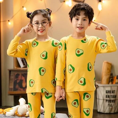 Autumn Boys Girls Pajamas Set Cartoon Sleepwear T-shirt+Pant Cotton Pyjamas Kids Pijamas Infantil Teenage Clothing 2 4 6 8 10Y