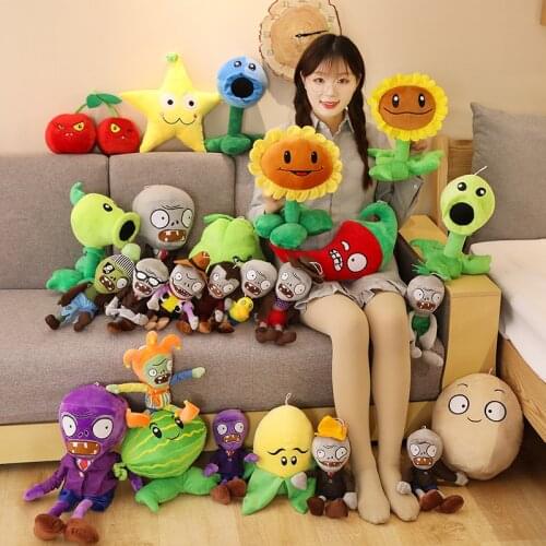 18-50cm New Plants vs Zombies Plush Toys Stuffed Pea Sunflower Melon Cherry Cute Decorations Creative Gift for Kids Children
