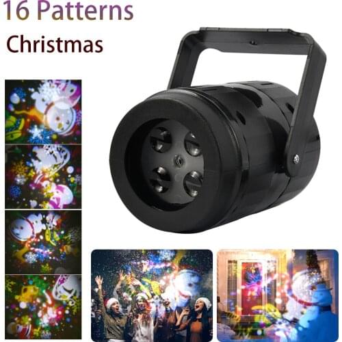 Christmas Rotating Projector Mini LED Stage Lights Lamp Christmas Spotlight Home Party Lights 16 Patterns