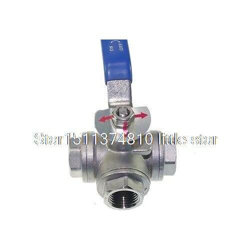 1PCS DN25 G1" Female 3-Way T-Port 304 Stainless Steel Ball Valve