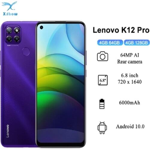 Lenovo Lemon K12 Pro Mobile Phone NFC 6.8 Inch 4GB 64GB Android 10 Snapdragon 662 Octa Core 6000mAh 64MP Camera SmartPhone