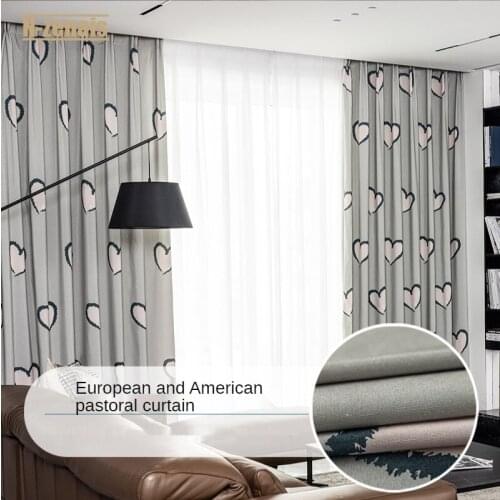 Modern Minimalist Curtains Polyester-cotton Printed Curtains European-style Minimalist Light Luxury Living Room Bedroom Curtains