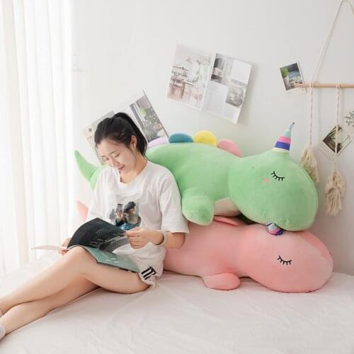 Super Soft 80/100/120CM Lovely Lying Dinosaur Plush Cartoon Stuffed Animal Baby Hug Doll Sleep Pillow Home Decor