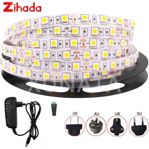 DC12V LED Strip 60 Leds/m IP21 IP65 IP67 Flexible LED Tape SMD 5050 LED Strip Light Natural White/Warm White EU/AU/US/UK Plug