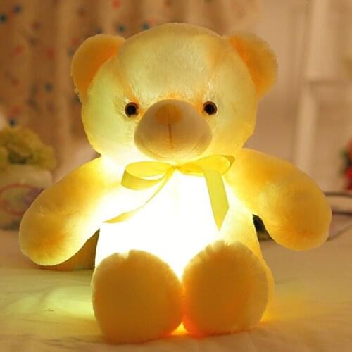 Luminous LED Inductive Teddy Bear Animals Plush Toy Colorful Glowing Teddy Bear Gift For Birthday Home Decoration Accessories