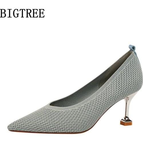 Bigtree Brand Women Shoes High Heel 2021 Pumps Bridal Shoes Blue High Heels Stiletto Heels Wedding Shoes For Women Bride Learth
