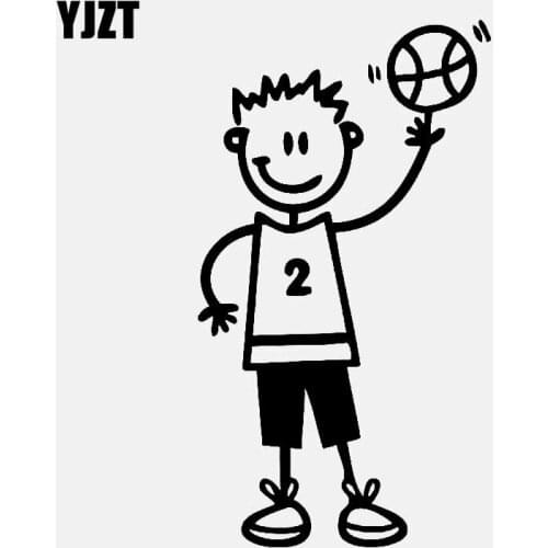YJZT 5.6CM*10.1CM Boy 2 Play Basketball StickersFamily Car Sticker Vinyl Decal Black/Silver C3-2227