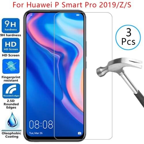 Tempered glass screen protector for huawei p smart pro 2019 z s case cover on psmart smar smat samrt protective phone coque bag