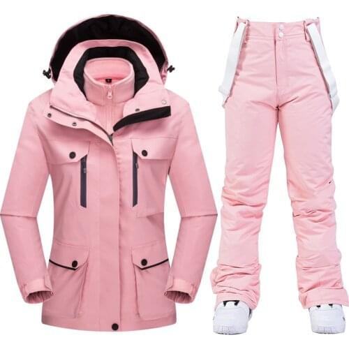Womens Ski Suit Waterproof Windproof Skiing and Snowboarding Thick Warm Jacket Pants Sets Female Snow Costumes Outdoor Wear