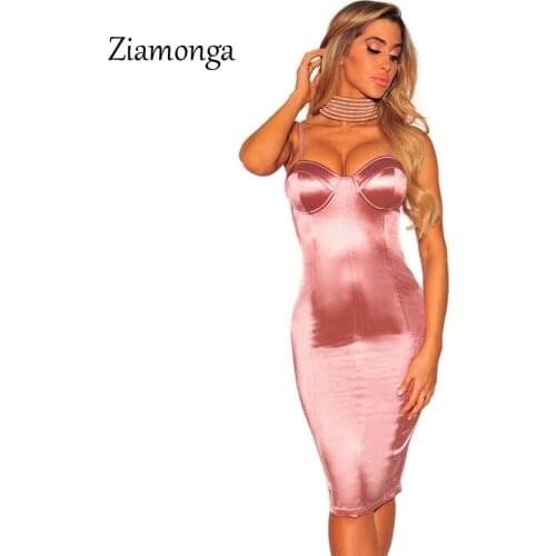Ziamonga Sexy Wrap Chest Sleeveless Party Dress Vestidos De Festa Women Midi Dresses Elegant Sexy Tight Night Club Bodycon Dress