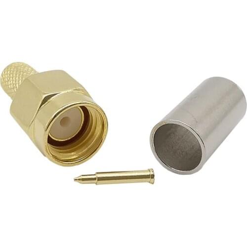 1Pcs SMA Male Connector Brass Gold plated SMA Plug for Solder Crimp RG58 LMR195 RG142 RG400 Coaxial Cable