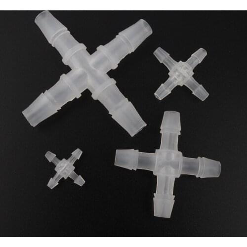 100pcs/lot 2.4-12.7mm PP Hose Cross Connectors Micro Irrigation 4ways Pagoda Joints Aquarium Fish Tank Air Pump Aerator Fittings