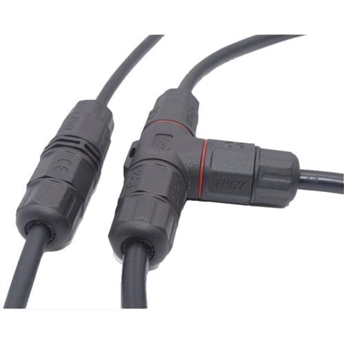 2 Pin 3 Pin T LED Waterproof Quick electrical Cable Wire Connector Cable Plug Adapter Screw locking Cable Industrial DC 12V 220V