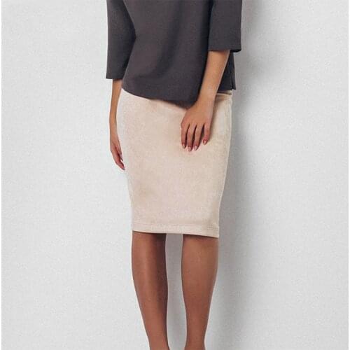 Women New Spring Skirt Sexy Bodycon Femininas Winter Solid Suede Work Wear High Waist Package Hip Pencil Midi Skirt