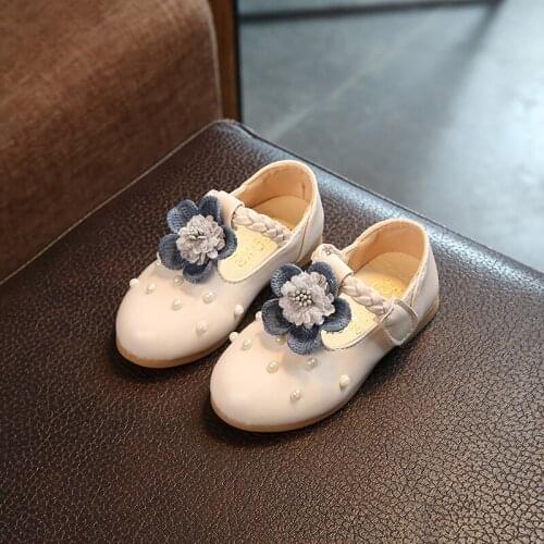 2020 Pearl Flowers Kids Shoes For Girls 1 2 3 4 5 6 Years Old Princess Party Leather Dress Child Wedding Shoes Baby For Dancing