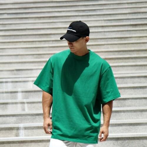 2021 Summer New Sports Fitness Wear Mens Big Size Round Neck Cotton Casual Running Fitness Pure Color Short Sleeve T-Shirt