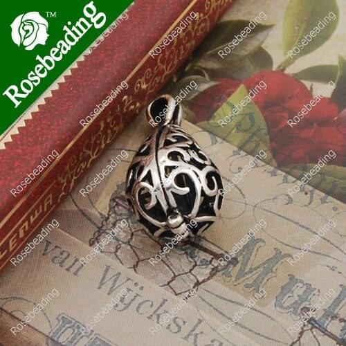 26*13 mm Antique Silver Filigree Teardrop Brass Lockets Pendant ,pearl cage,sea glass lockets,cage pendant;Sold 25 pcs per pkg