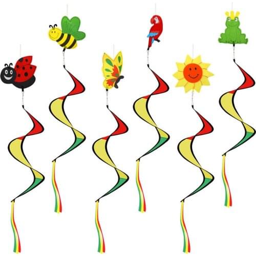 6 Pieces Wind Chimes Rainbow Hanging Spinner 52inch Home Decor Rainbow Wind Twister Foldable Wind Spinner for garden ornaments